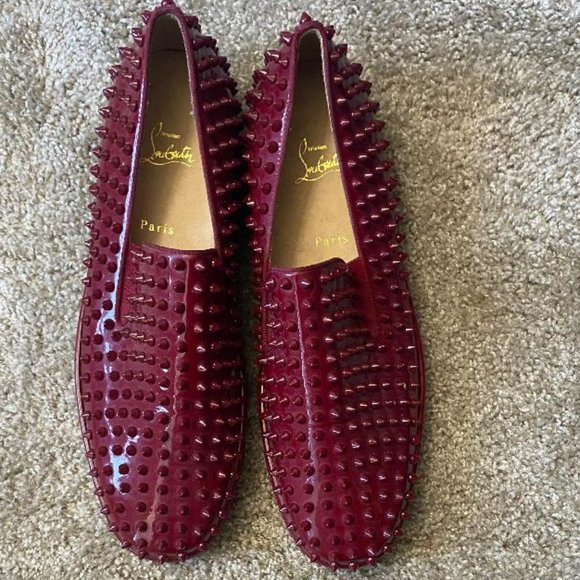 Christian Louboutin Red Mens Spikes Roller Flats - Picture 1 of 3